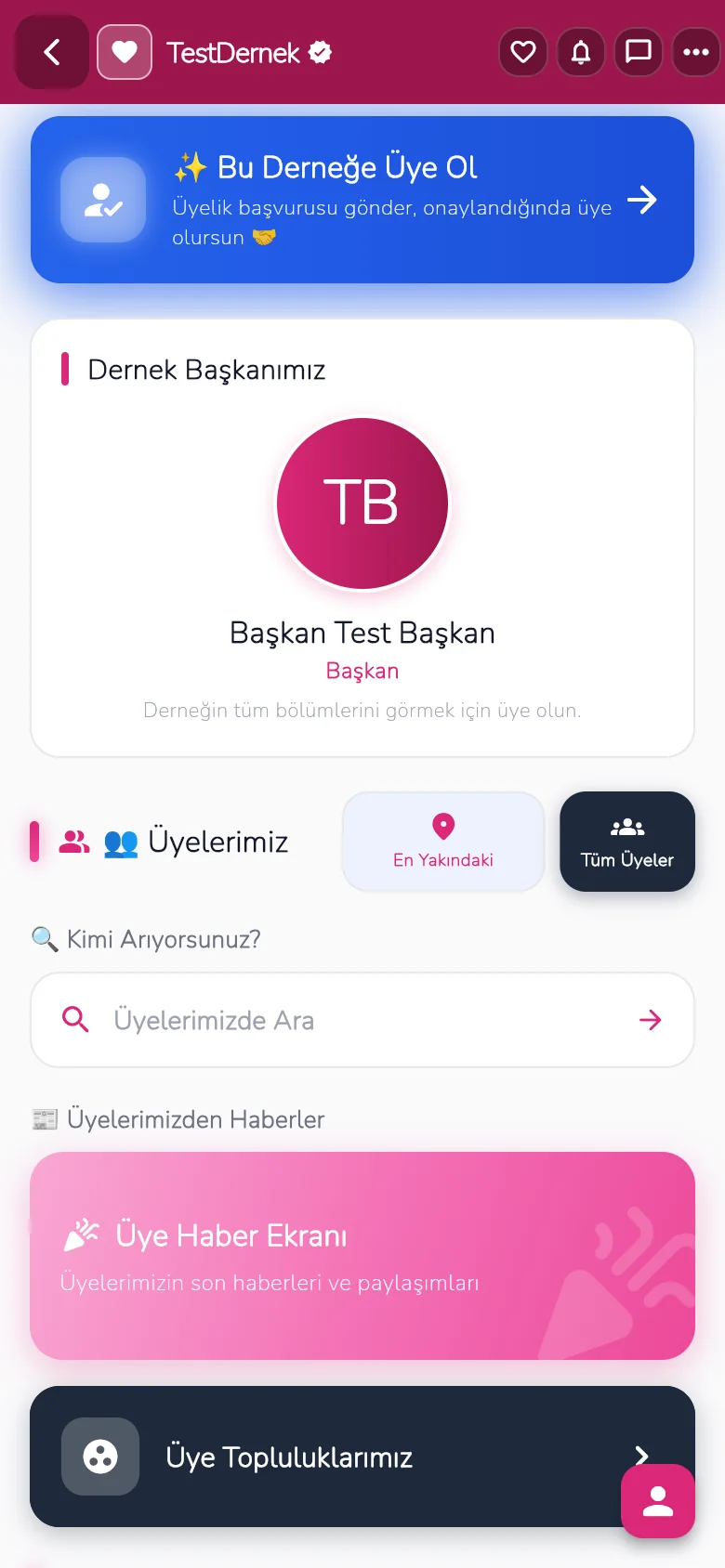 DernekSepeti ekranı