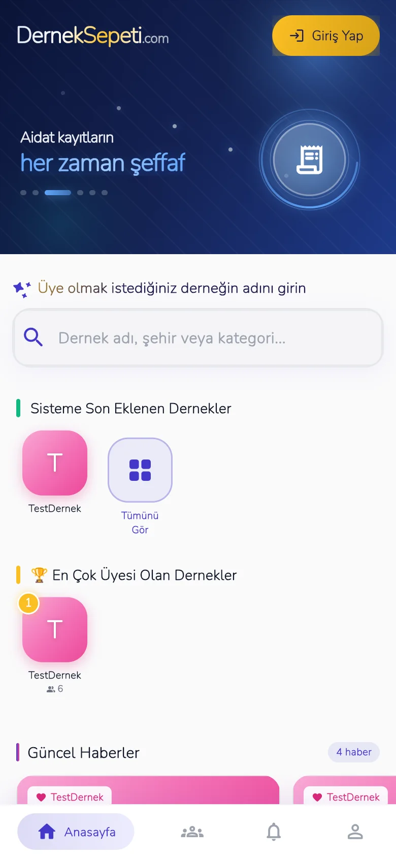 DernekSepeti ekranı 1