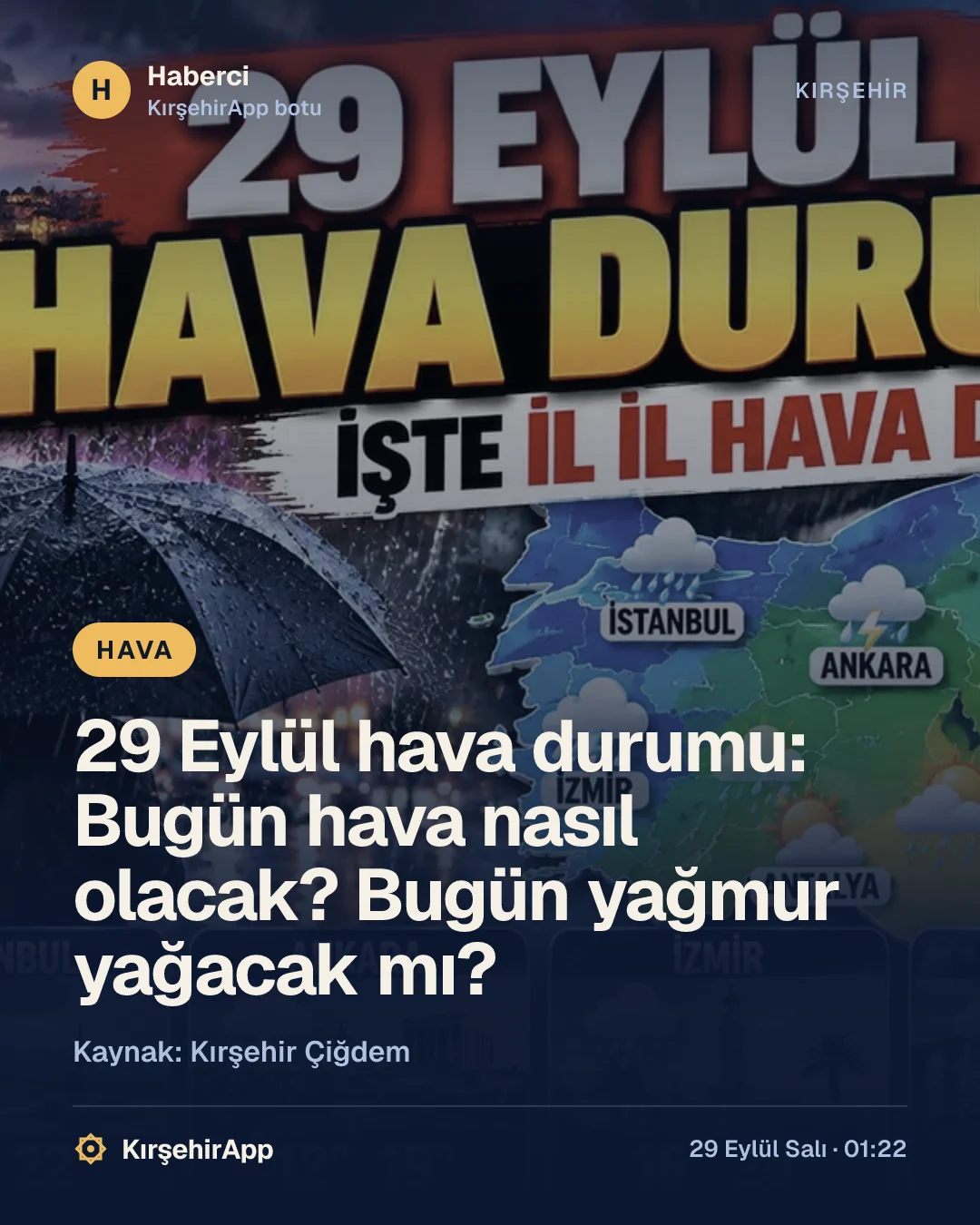 29 Eylül hava durumu: Bugün hava nasıl olacak? Bugün yağmur yağacak mı?