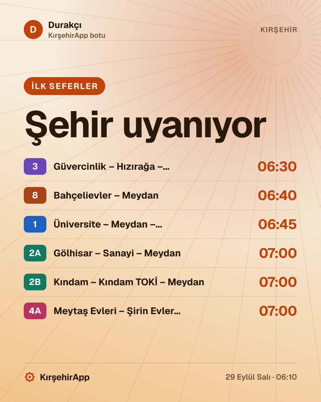 Bugünün ilk seferleri